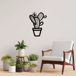 Wallity Cactus - 464 Escultura de Pared de Metal Negra